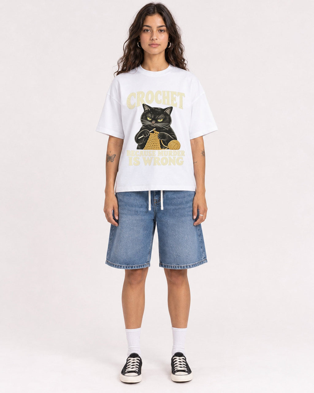 Mockup Boxy Heavyweight Tee White female full-body 06