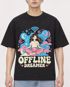 Mockup Boxy Heavyweight Tee Black male close-up 01