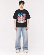 Mockup Boxy Heavyweight Tee Black male full-body 01