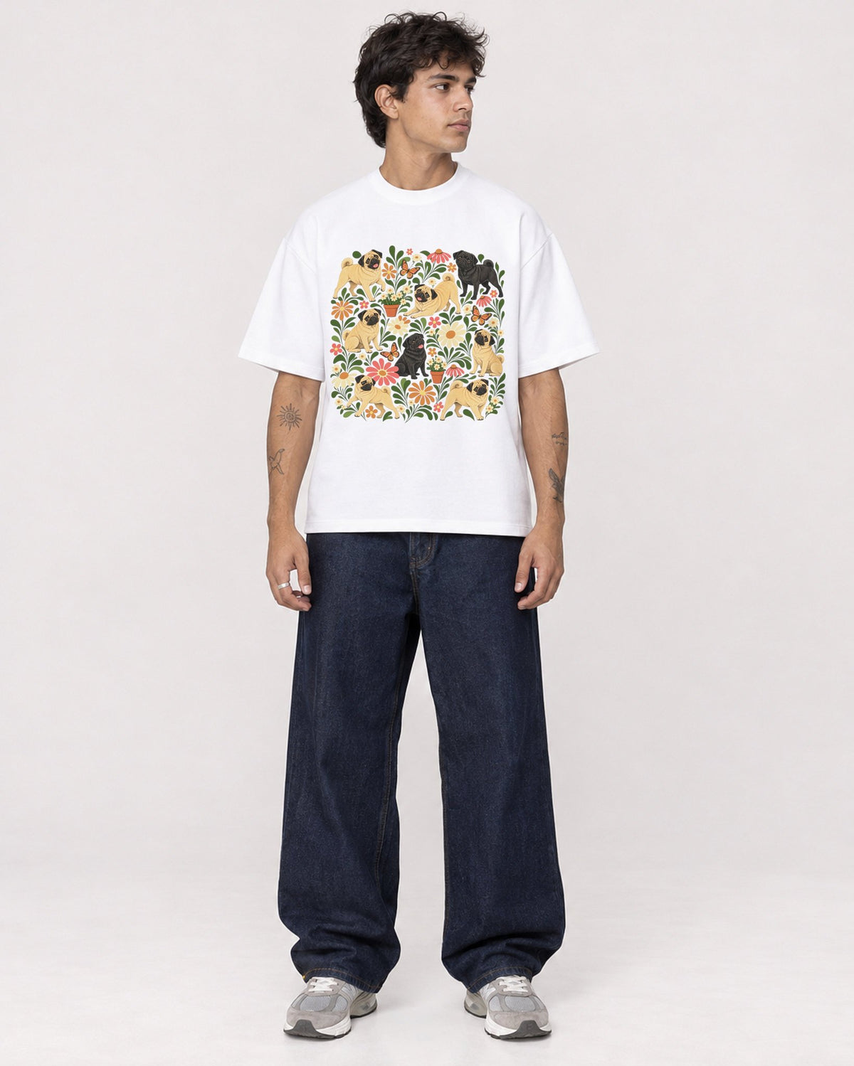 Mockup Boxy Heavyweight Tee White male full-body 06