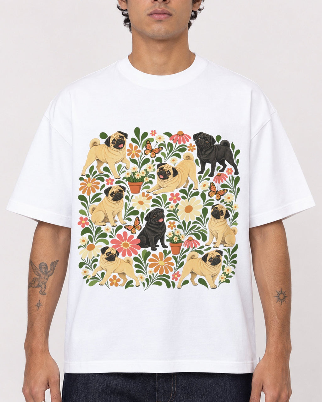 Mockup Boxy Heavyweight Tee White male close-up 06