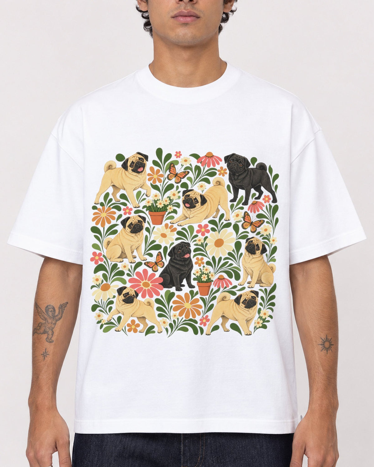 Mockup Boxy Heavyweight Tee White male close-up 06