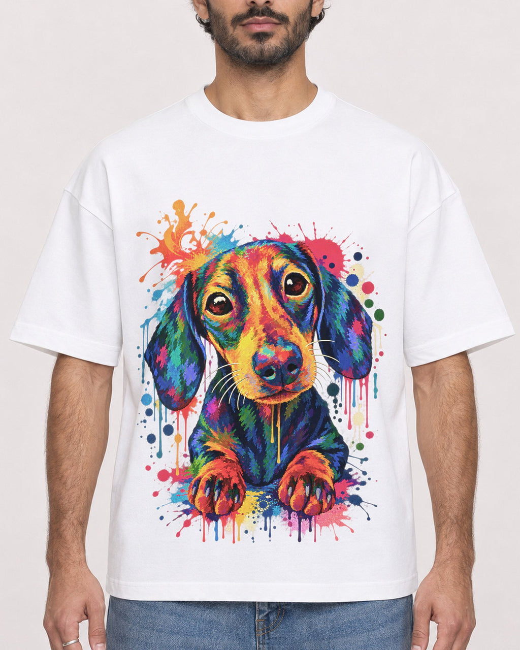 Mockup Boxy Heavyweight Tee White male close-up 47