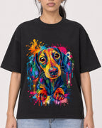 Mockup Boxy Heavyweight Tee Black female close-up 47