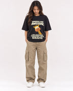Mockup Boxy Heavyweight Tee Black female full-body 02