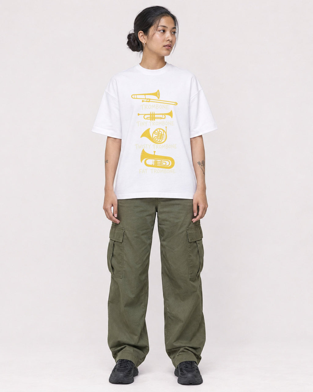 Mockup Boxy Heavyweight Tee White female full-body 12