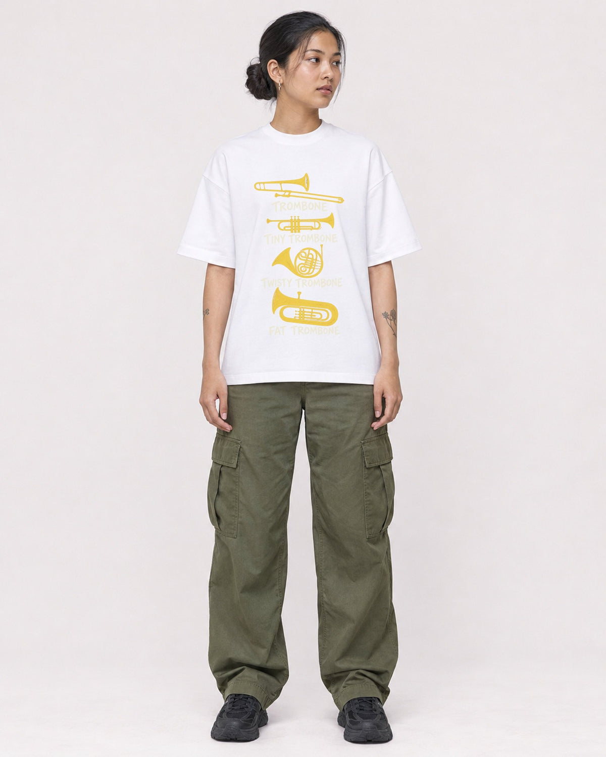 Mockup Boxy Heavyweight Tee White female full-body 12