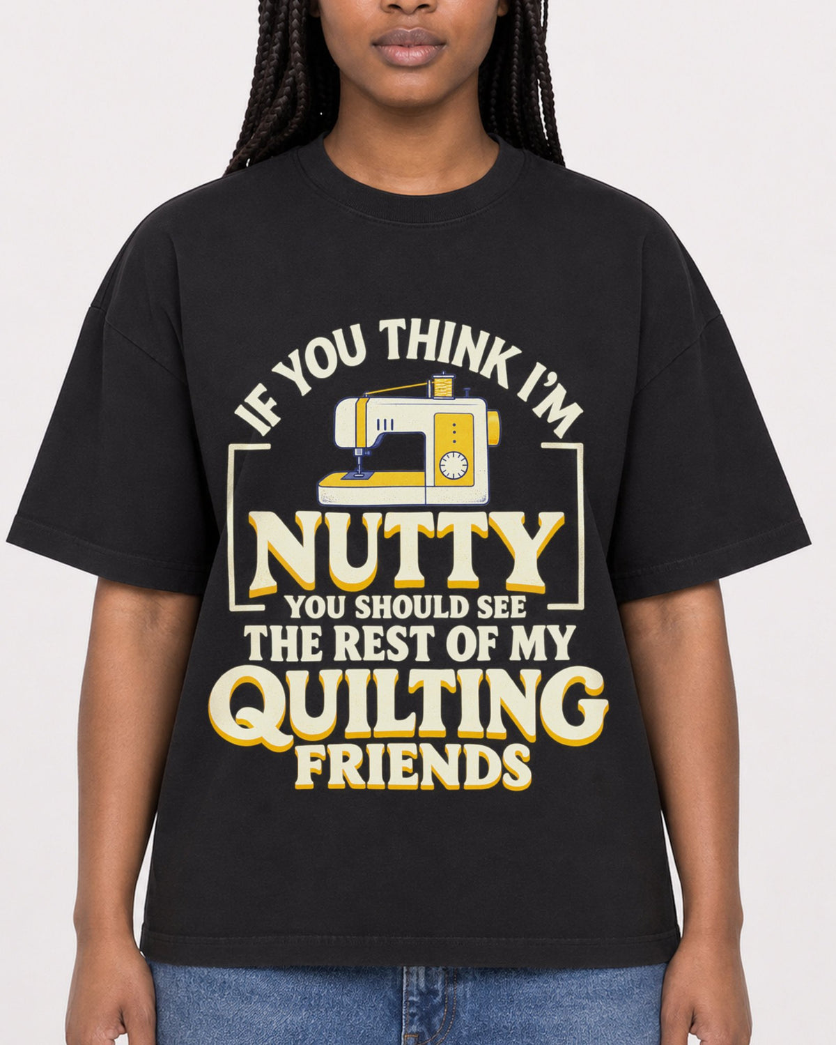 Mockup Boxy Heavyweight Tee Black female close-up 04