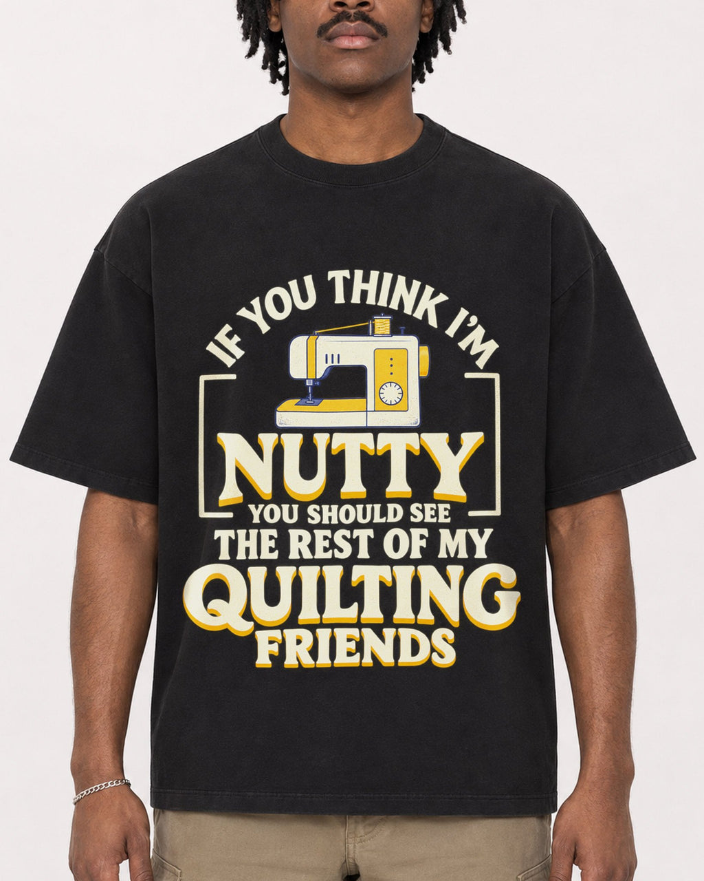Mockup Boxy Heavyweight Tee Black male close-up 04