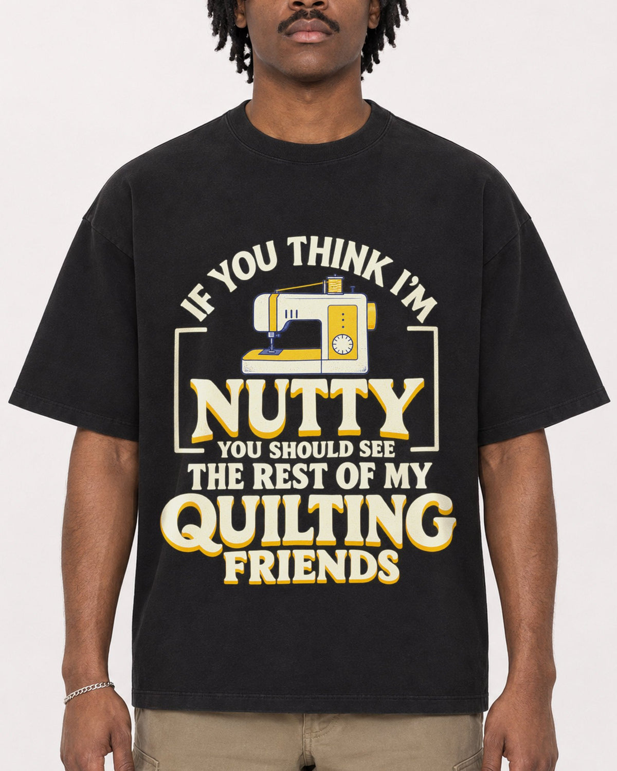 Mockup Boxy Heavyweight Tee Black male close-up 04