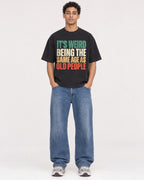 Mockup Boxy Heavyweight Tee Black male full-body 10