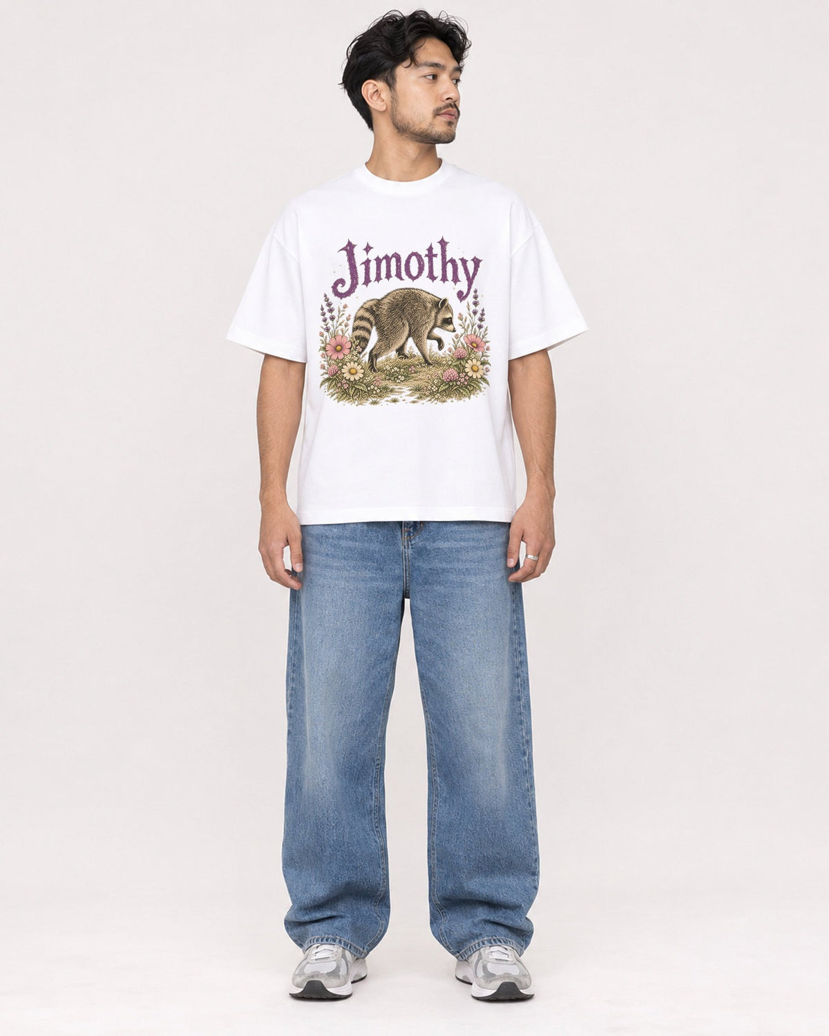 Mockup Boxy Heavyweight Tee White male full-body 02