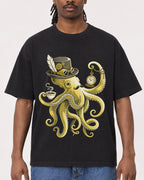 Mockup Boxy Heavyweight Tee Black male close-up 34