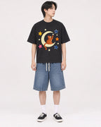 Mockup Boxy Heavyweight Tee Black male full-body 11