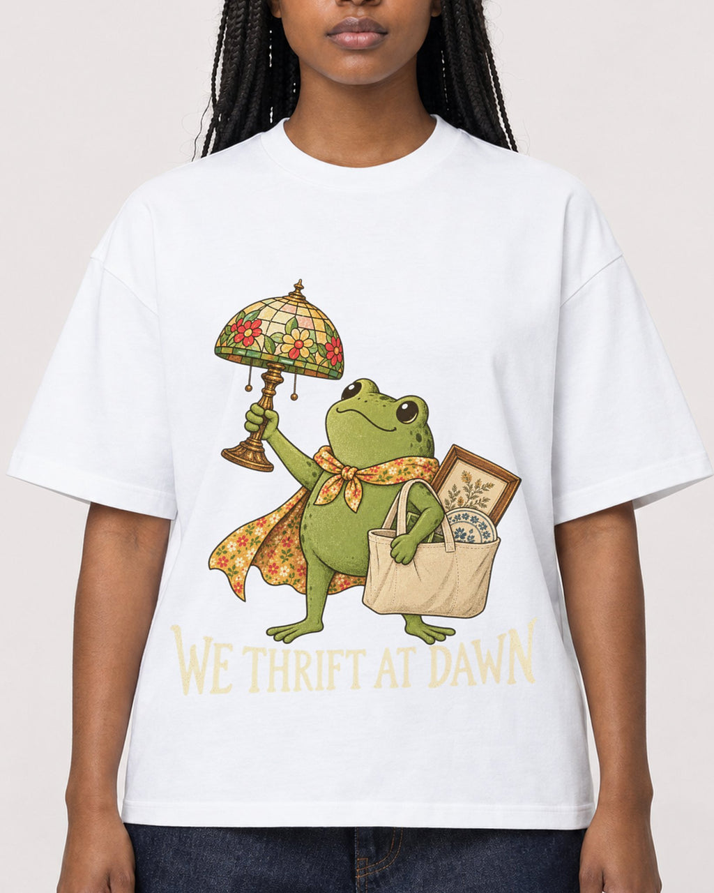 Mockup Boxy Heavyweight Tee White female close-up 04