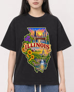 Mockup Boxy Heavyweight Tee Black female close-up 01