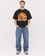 Mockup Boxy Heavyweight Tee Black male full-body 38