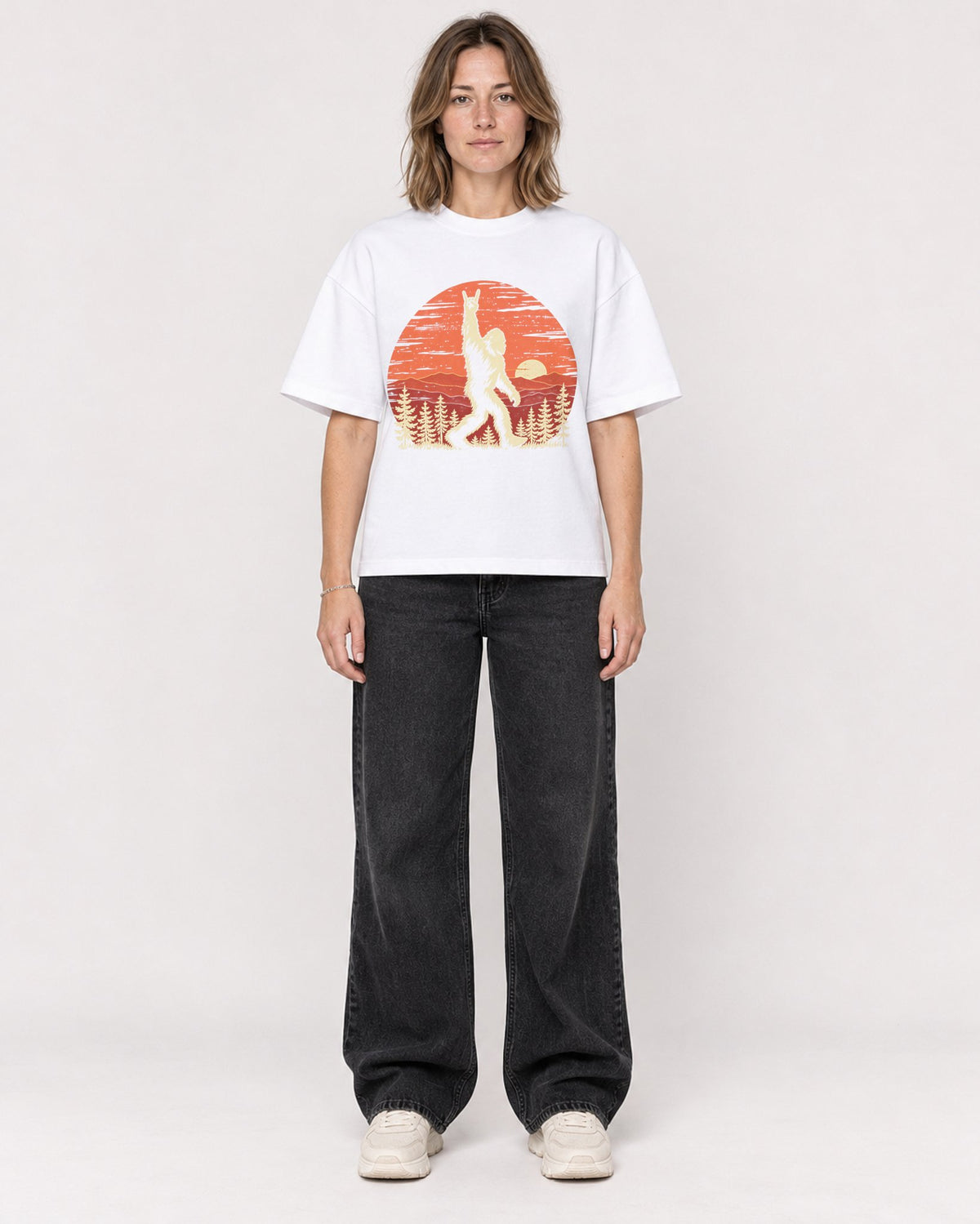 Mockup Boxy Heavyweight Tee White female full-body 38