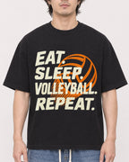 Mockup Boxy Heavyweight Tee Black male close-up 03