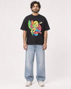 Mockup Boxy Heavyweight Tee Black male full-body 17