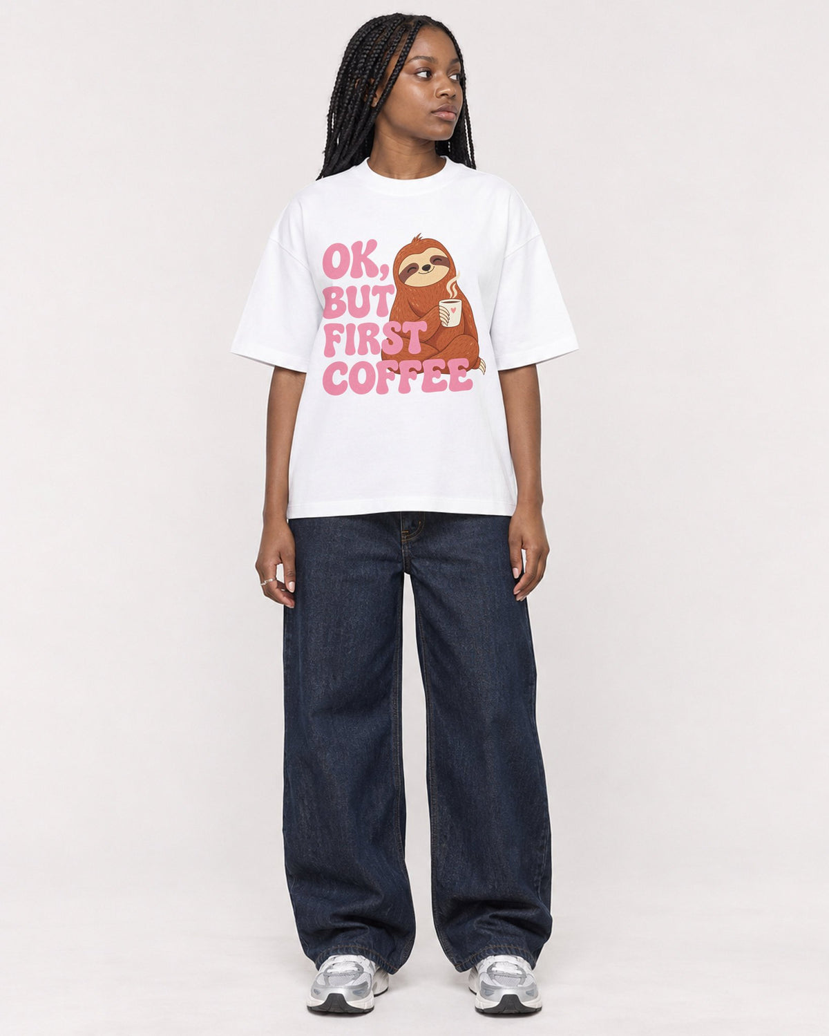 Mockup Boxy Heavyweight Tee White female full-body 04