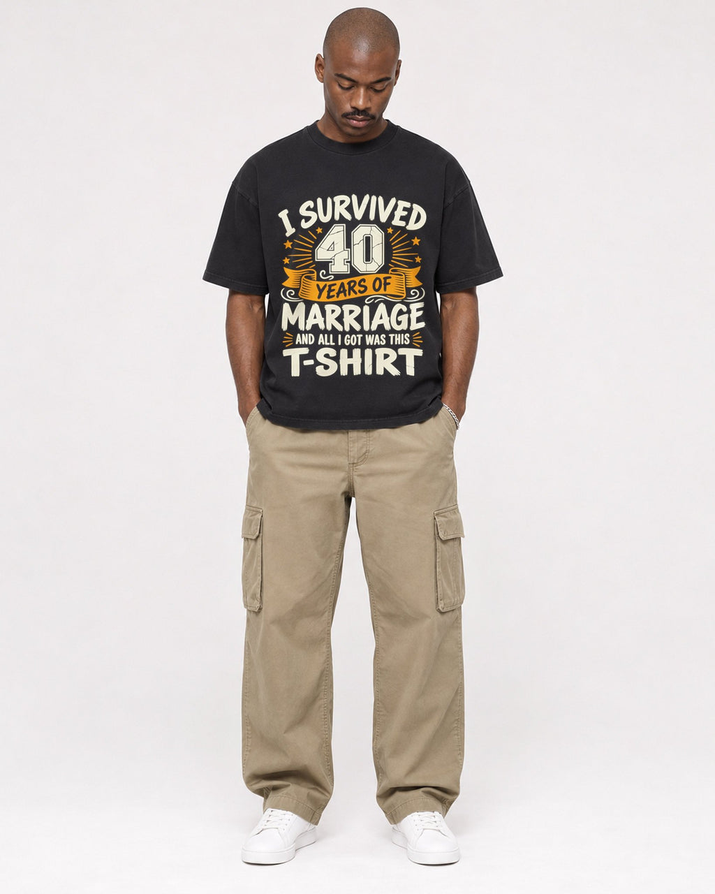 Mockup Boxy Heavyweight Tee Black male full-body 44