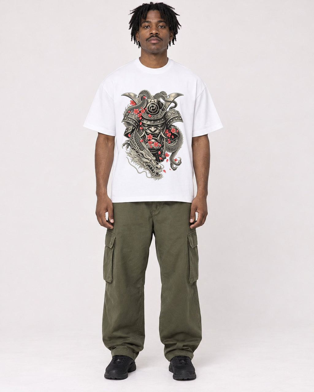 Mockup Boxy Heavyweight Tee White male full-body 04
