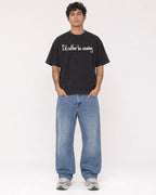Mockup Boxy Heavyweight Tee Black male full-body 06
