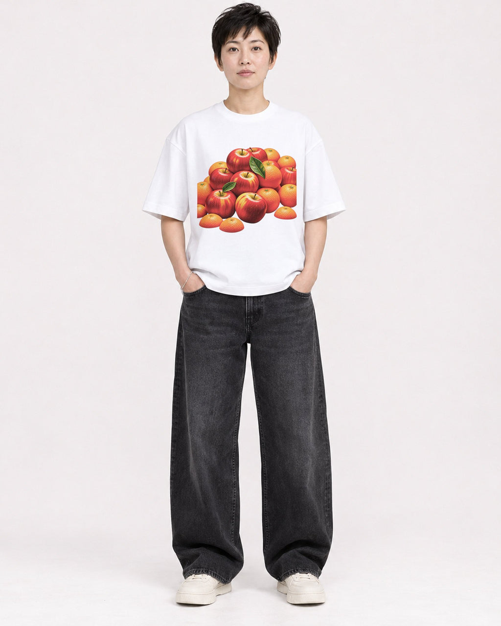 Mockup Boxy Heavyweight Tee White female full-body 23