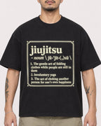 Mockup Boxy Heavyweight Tee Black male close-up 12