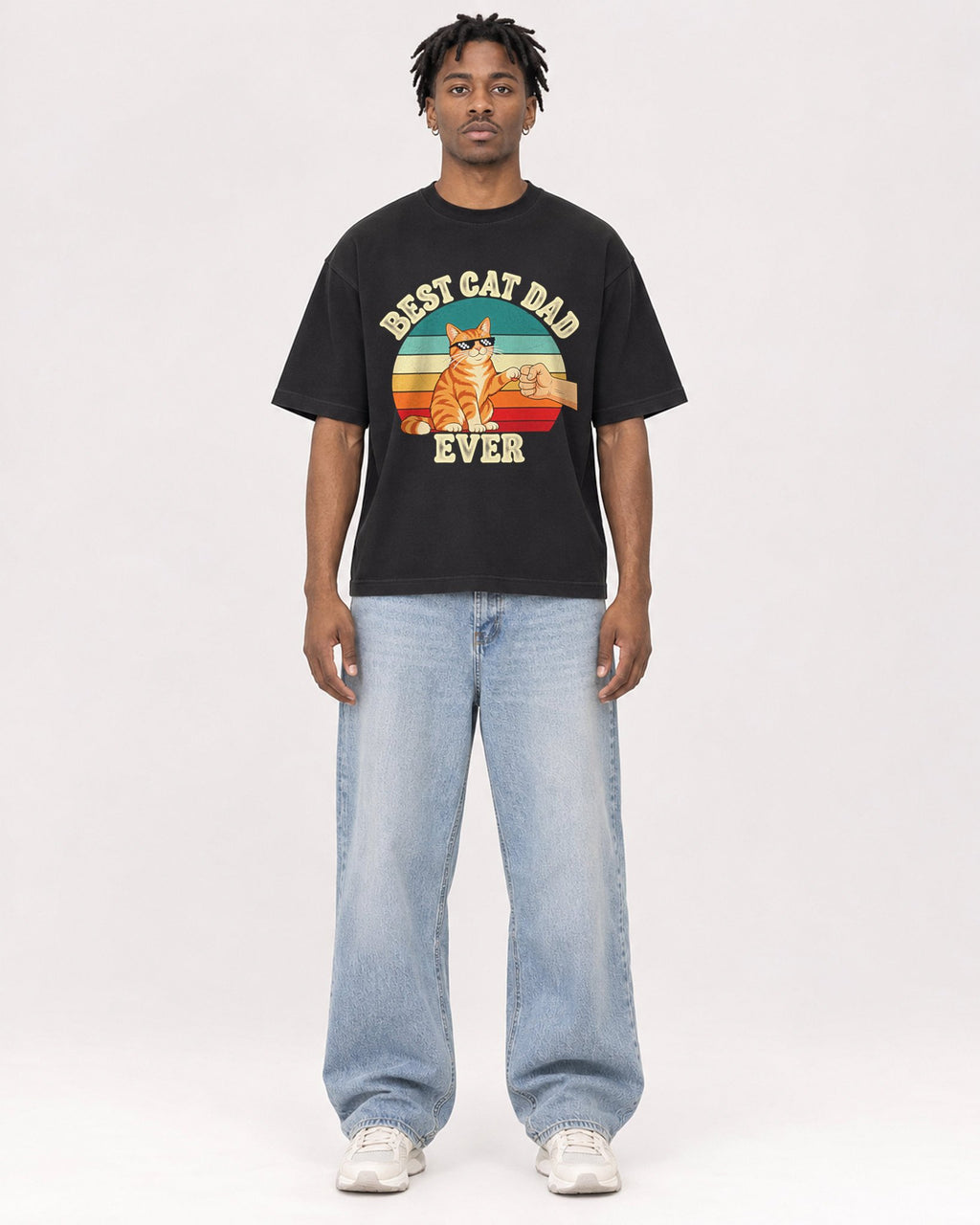 Mockup Boxy Heavyweight Tee Black male full-body 05