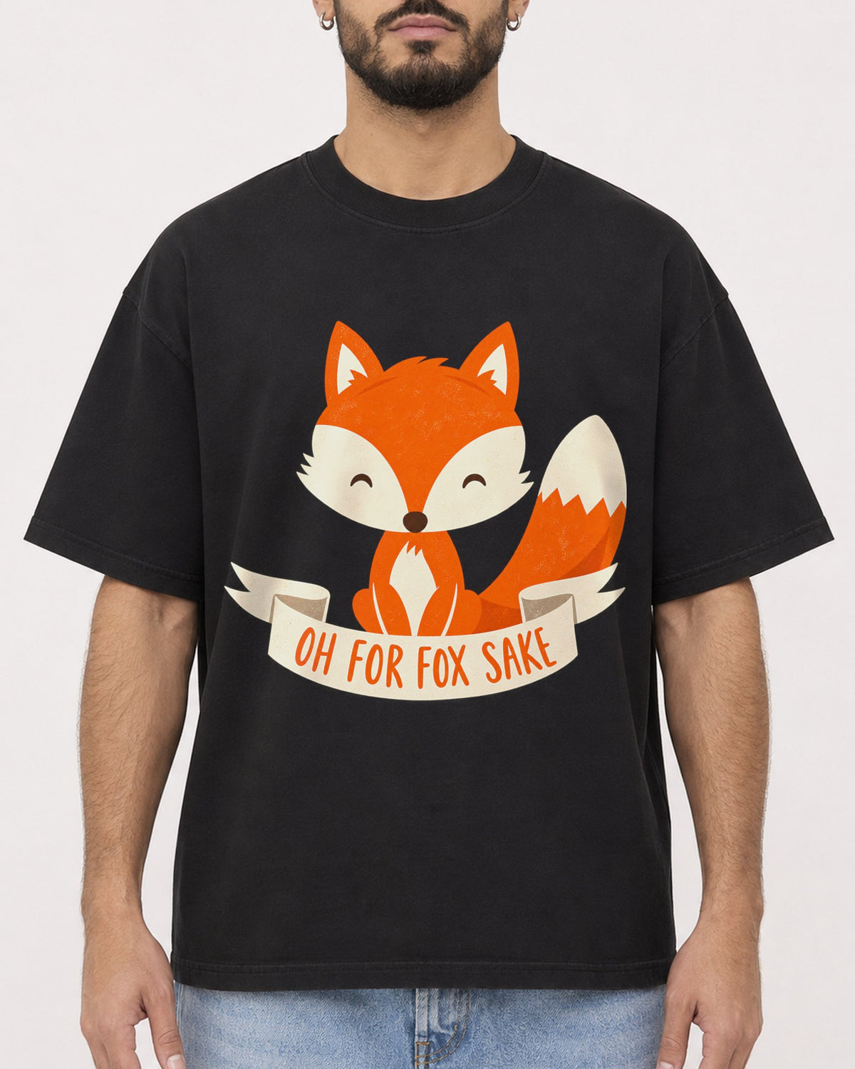 Mockup Boxy Heavyweight Tee Black male close-up 37
