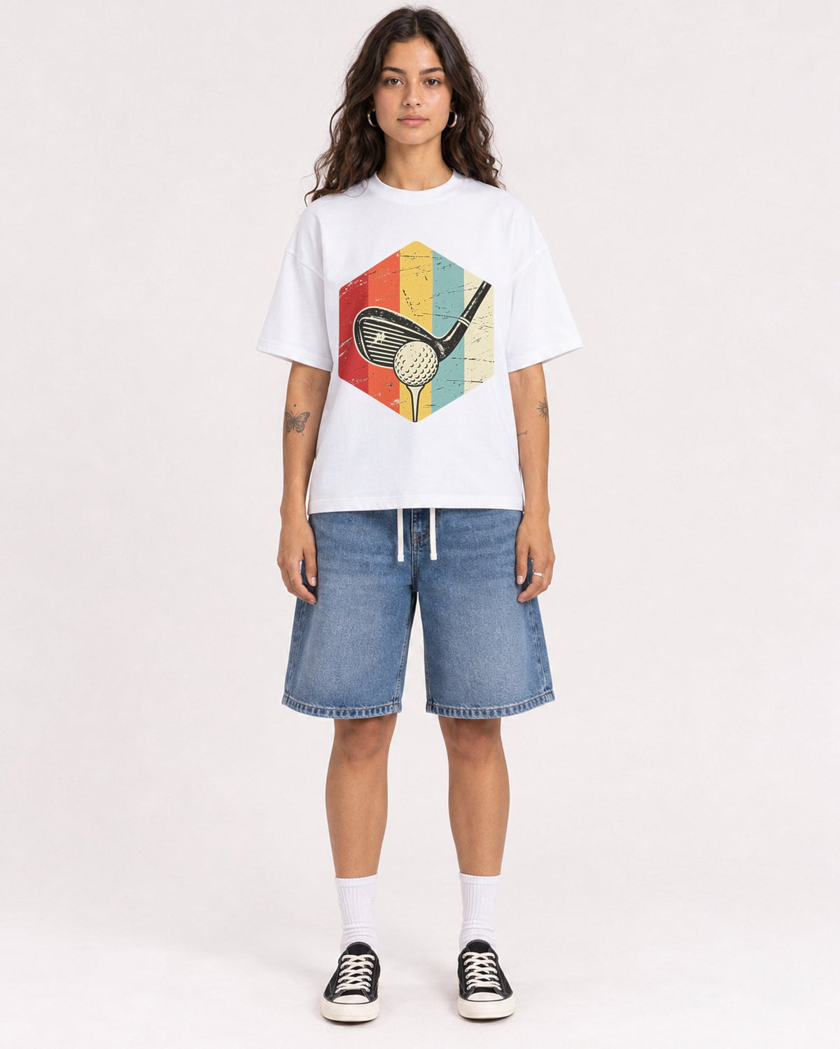 Mockup Boxy Heavyweight Tee White female full-body 06