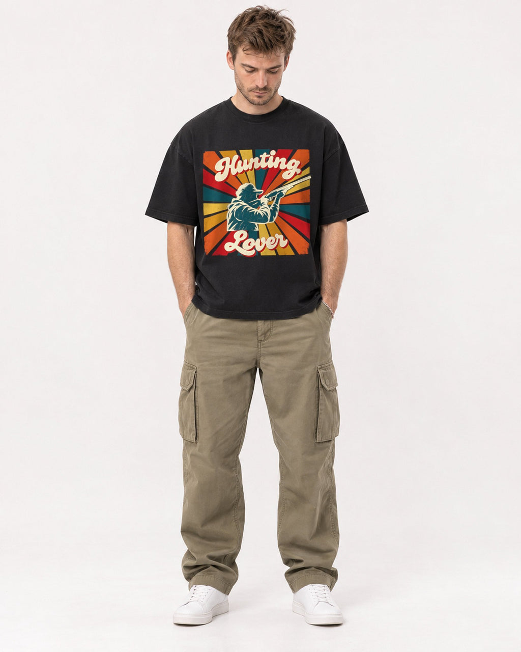 Mockup Boxy Heavyweight Tee Black male full-body 08