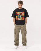 Mockup Boxy Heavyweight Tee Black male full-body 08