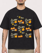 Mockup Boxy Heavyweight Tee Black male close-up 12
