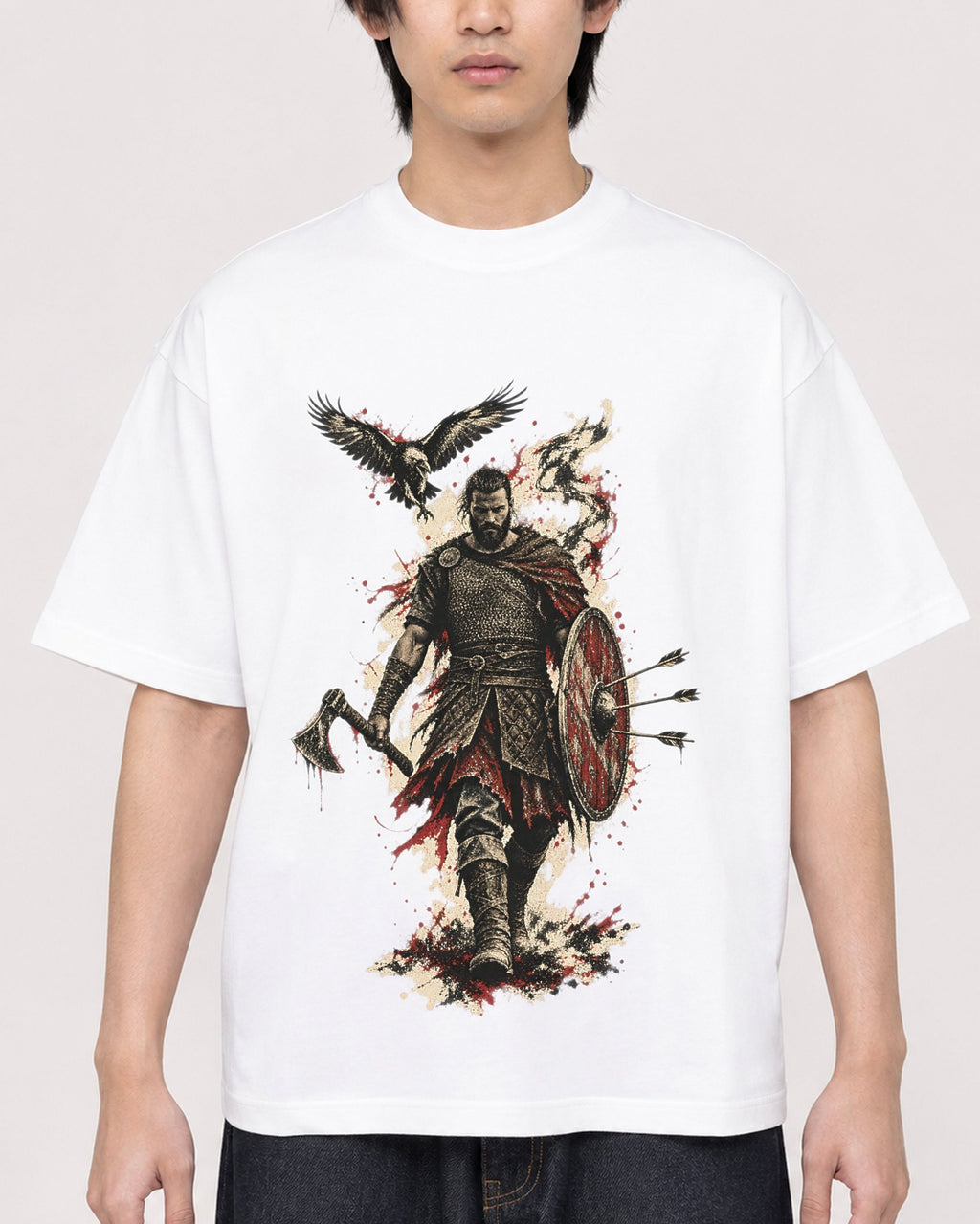Mockup Boxy Heavyweight Tee White male close-up 11