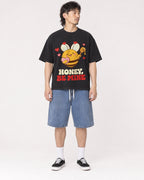 Mockup Boxy Heavyweight Tee Black male full-body 23