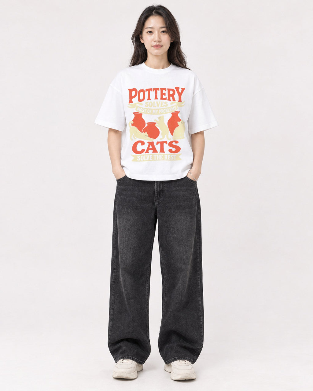 Mockup Boxy Heavyweight Tee White female full-body 03