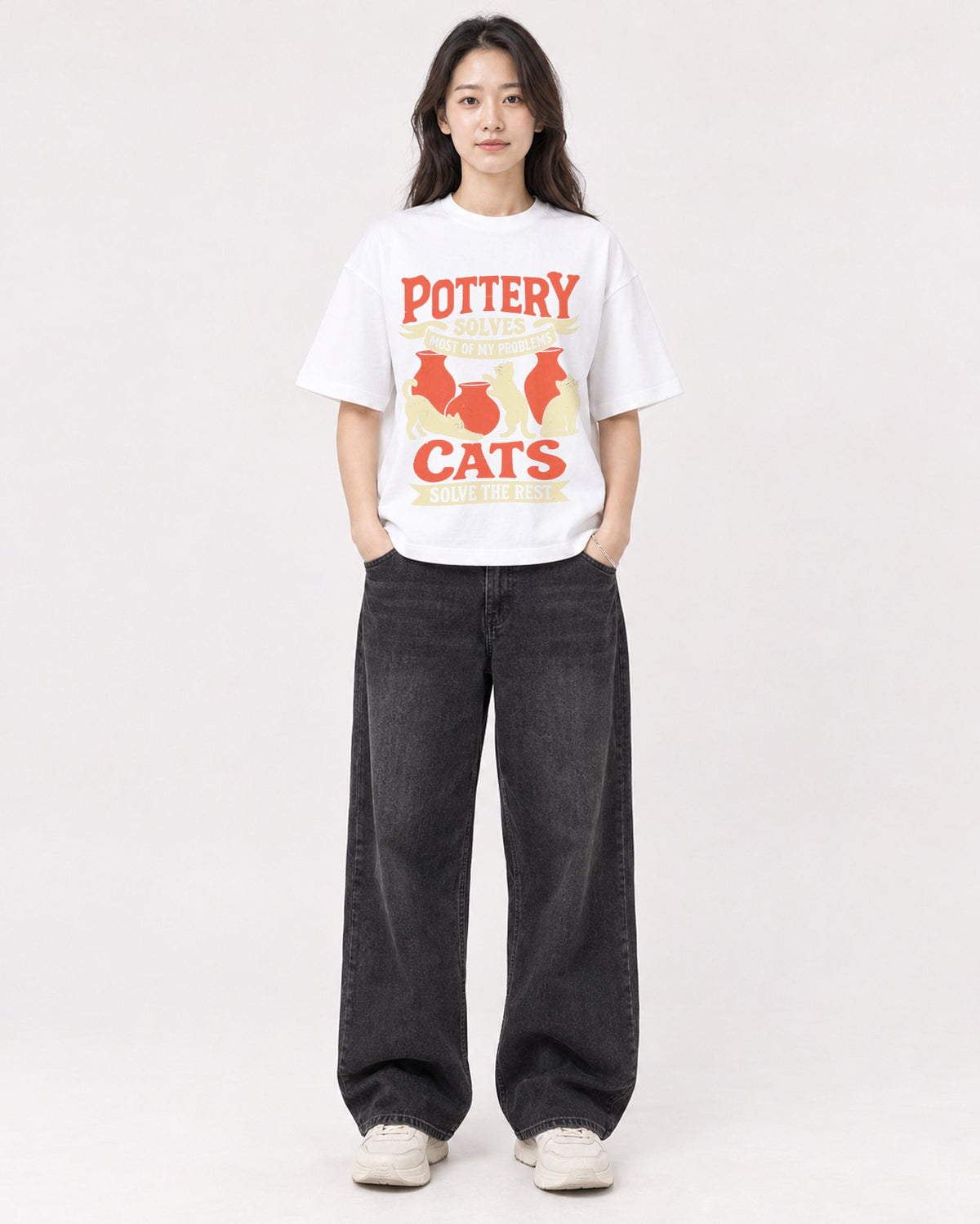 Mockup Boxy Heavyweight Tee White female full-body 03