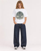 Mockup Boxy Heavyweight Tee White female full-body 49