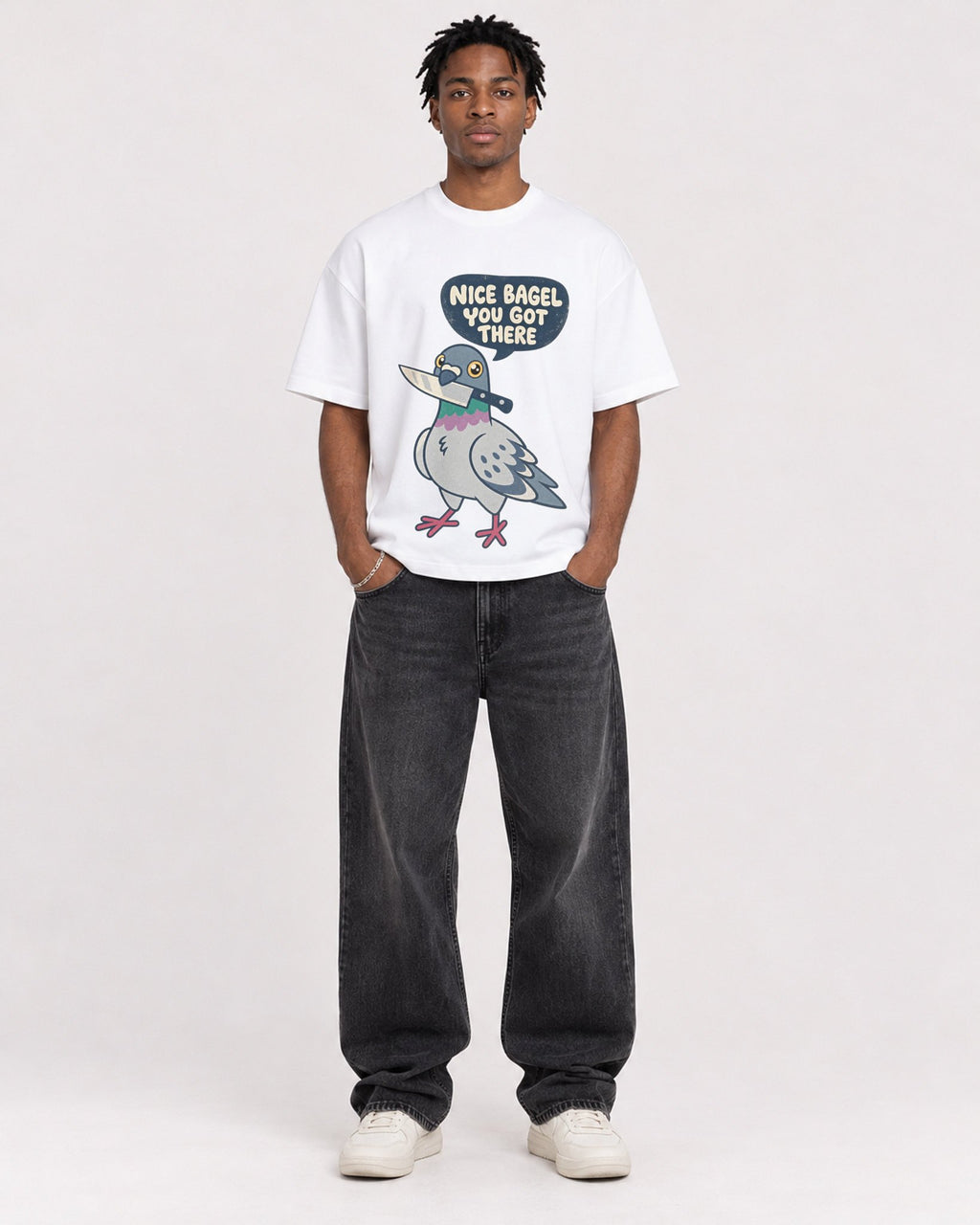 Mockup Boxy Heavyweight Tee White male full-body 05