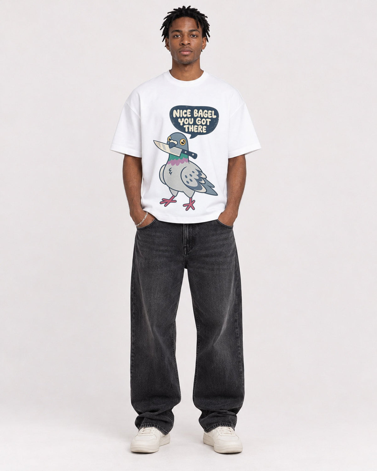 Mockup Boxy Heavyweight Tee White male full-body 05