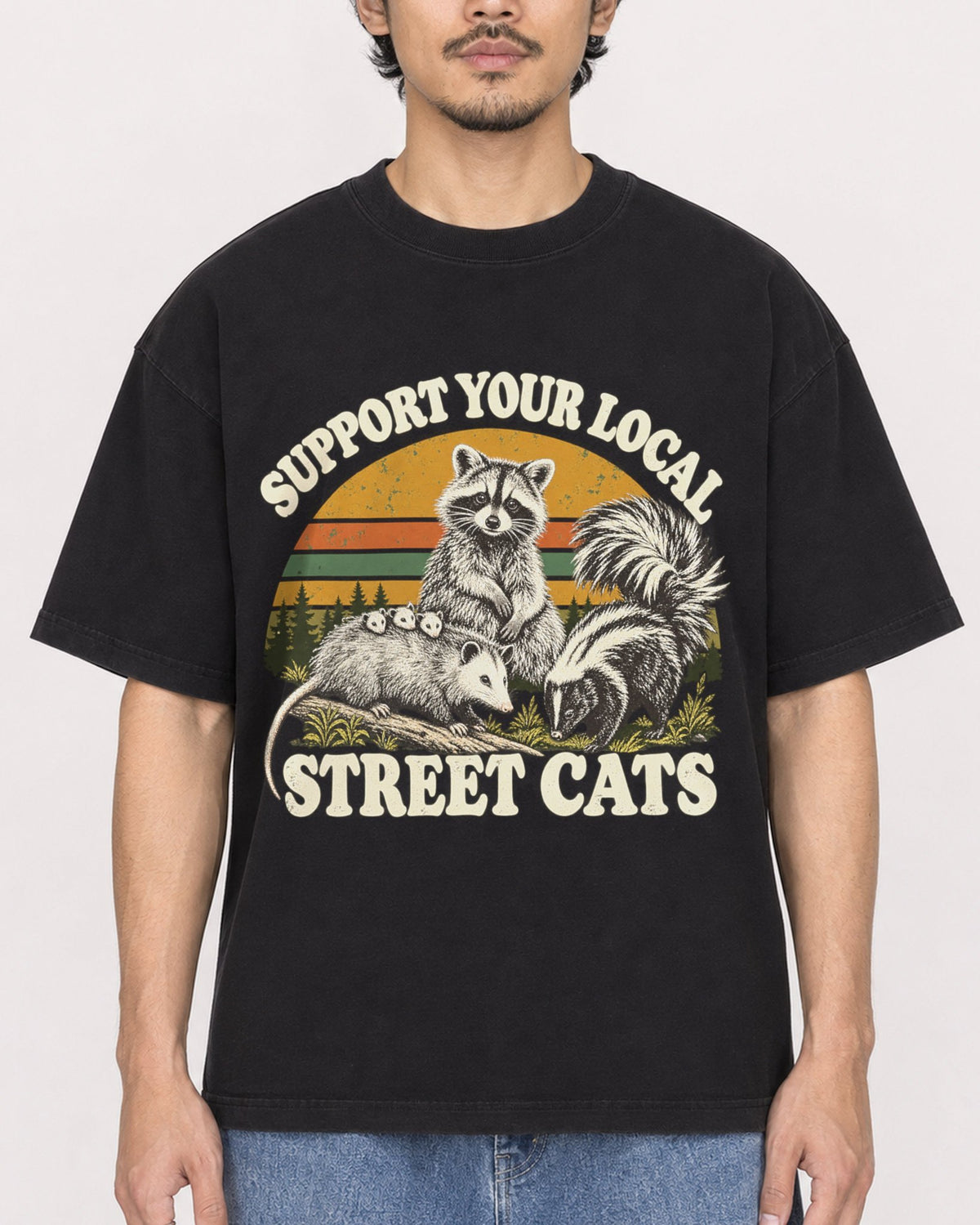Mockup Boxy Heavyweight Tee Black male close-up 02