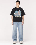 Mockup Boxy Heavyweight Tee Black male full-body 21