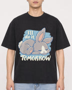 Mockup Boxy Heavyweight Tee Black male close-up 21