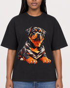 Mockup Boxy Heavyweight Tee Black female close-up 04
