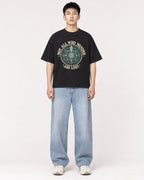Mockup Boxy Heavyweight Tee Black male full-body 21