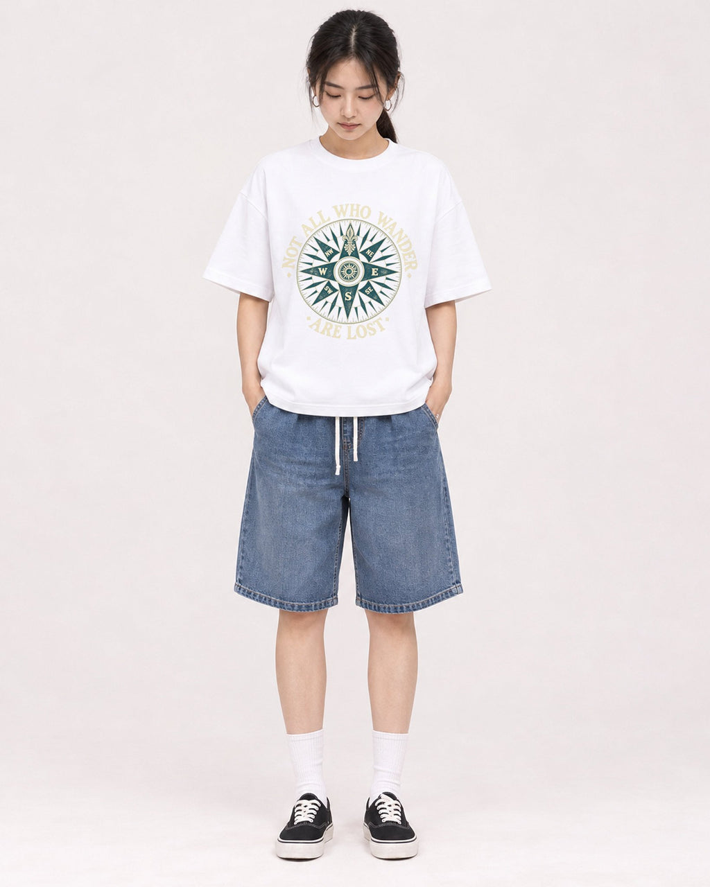 Mockup Boxy Heavyweight Tee White female full-body 21