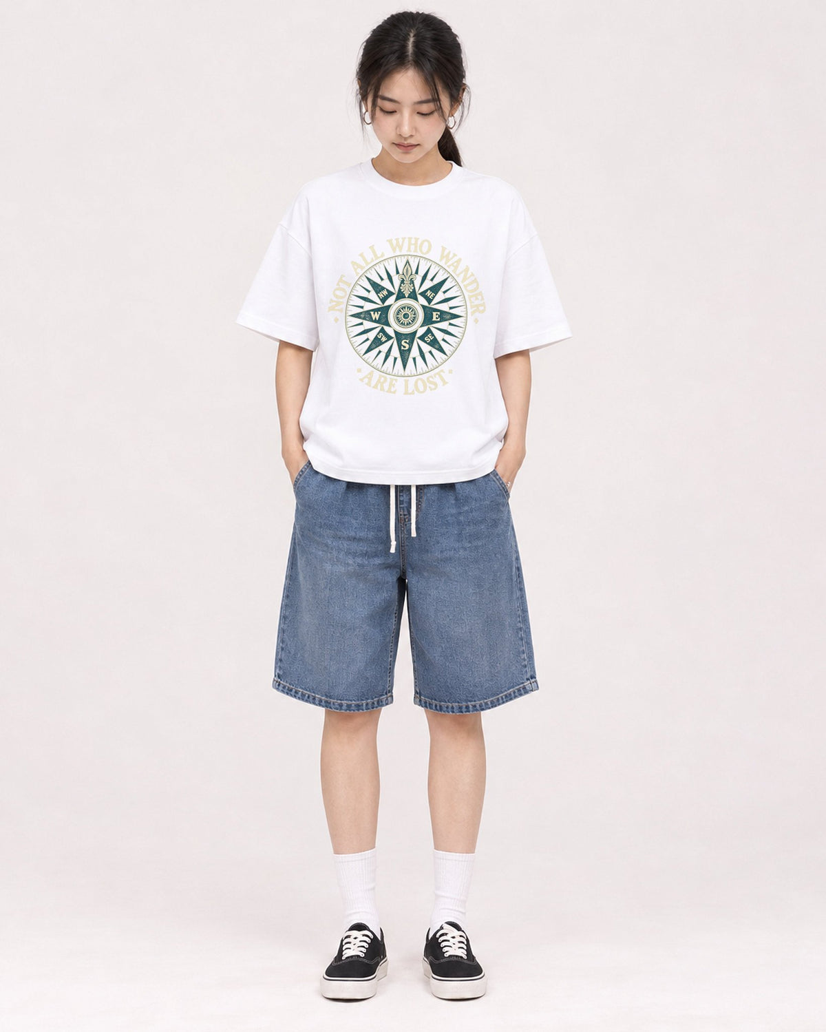 Mockup Boxy Heavyweight Tee White female full-body 21